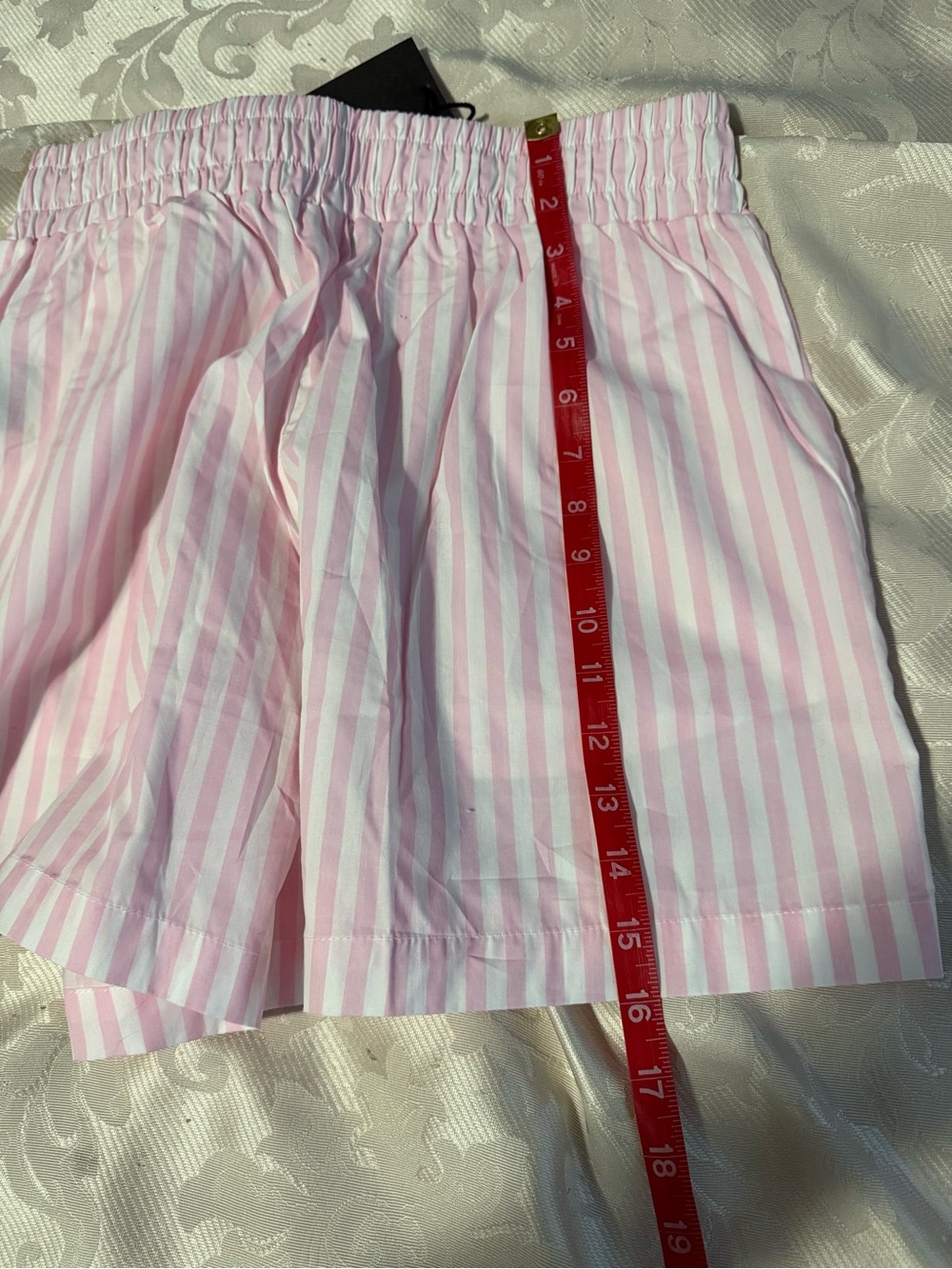 Brunette The Label Pink & White Striped Shorts SZ L - Picture 6 of 6